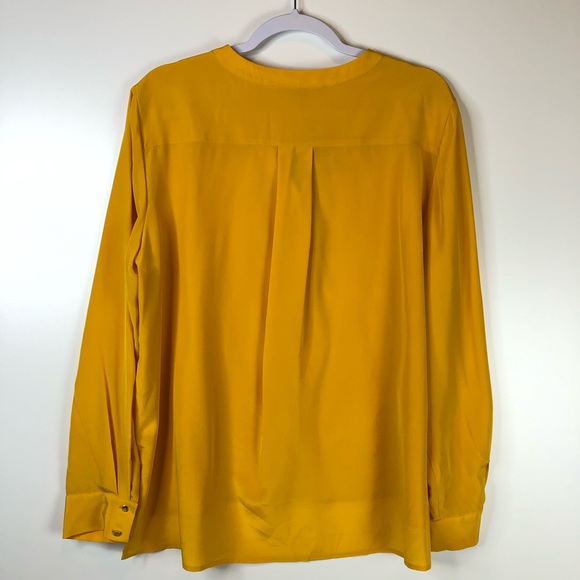 Antonio Melani Yellow Silk Secretary Blouse Large - Picture 8 of 10